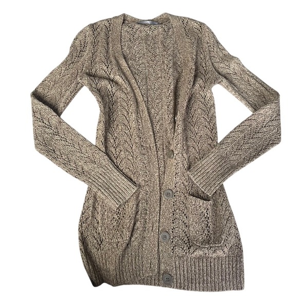 Rubbish Sweaters - Rubbish Knit‎ Open Front Cardigan Sweater Taupe Brown Lightweight Size Small